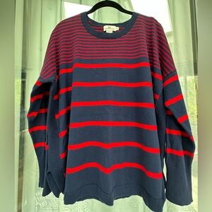 Vineyard Vines Nautical Blue and Red Striped Crewneck Sweater